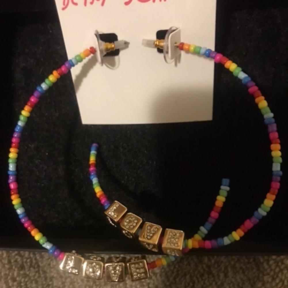 NWT Betsey Johnson Rainbow Hoop Earrings
